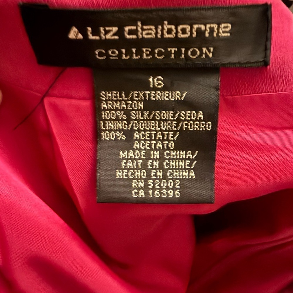 Vintage Liz Claiborne 100% Silk Faux Sarong Knee Length Skirt Sz 16 - Picture 7 of 7